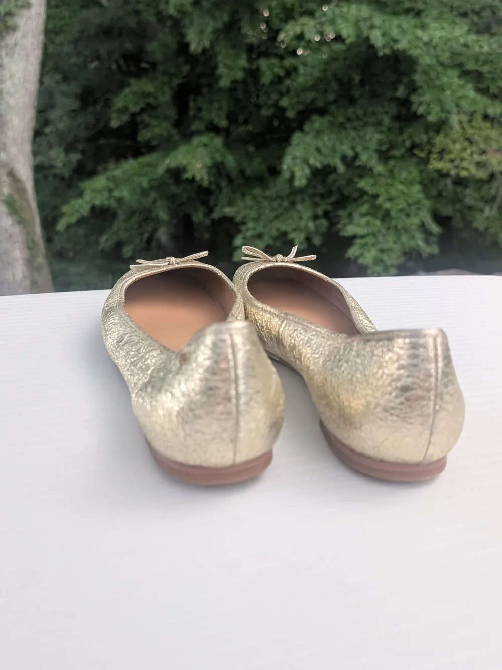 Tory Burch Laila Metallic Gold Bow Ballet Flats